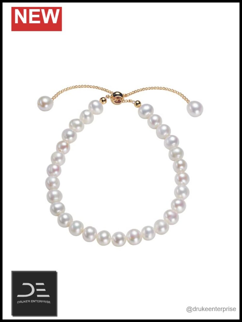 14K Gold over S925 Silver Freshwater Pearl Beaded Bracelet Strand